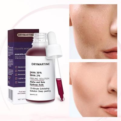 AHA 30%+BHA 2% Red Glycolic Peeling Serum Pore Reduction Blackhead Acne Removal Pore Cleaning Oil Control Whitening Essence, 30ml, 1 Piece