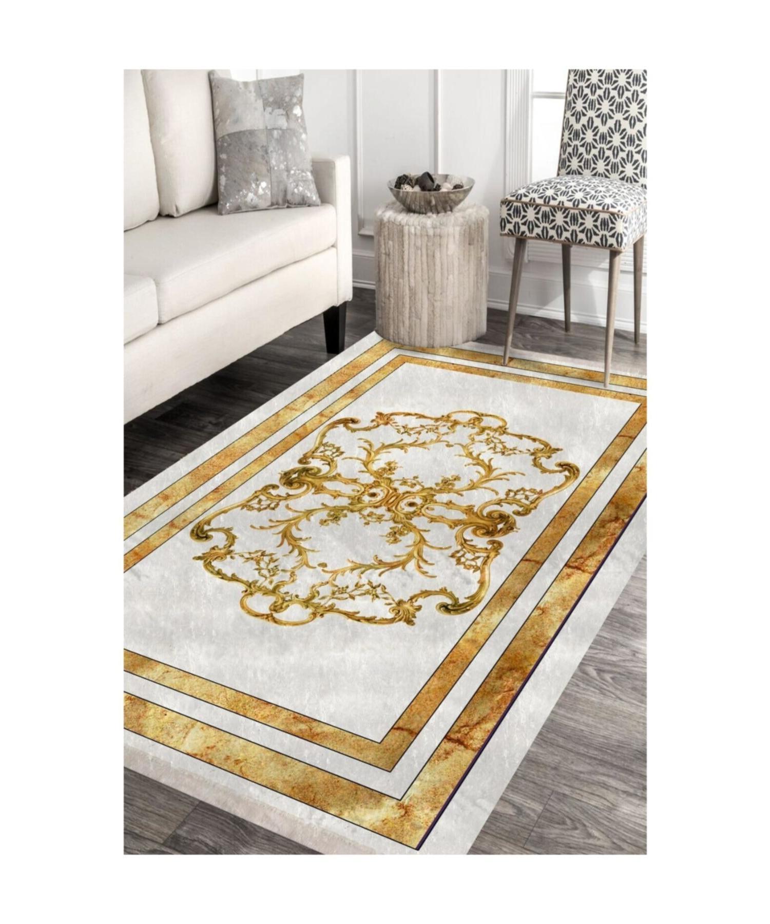 

Белый ковер в рамке для гостиной