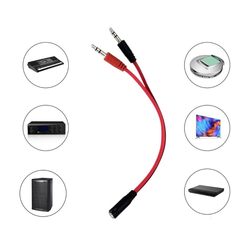 3.5MM Headphone Microphone Splitter Cable 20CM Flat Design for Laptop Desktop Auditory Adapter