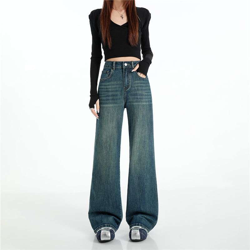 Tencel cotton stretch straight pants women's summer lyocell breathable and thin classic versatile narrow wide jeans