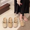 Flat-bottomed Casual Bag Head Half Slippers Spring New with Skirt Bow Beaded Decorative One-pedal Single Shoes