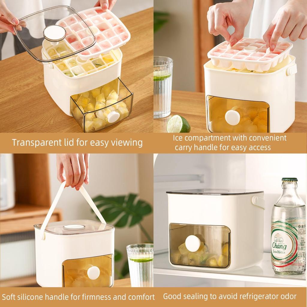 Press Ice Cube Moulds,Freezer Ice Maker,1 Tongs,2 Trays,Ice Cream Machine,Ice Bucket for Beer Quick-freeze Kitchens Accessories