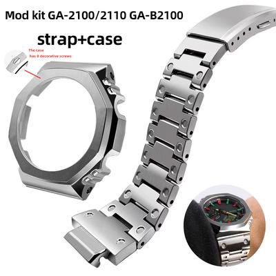 Mod Kit GA-2100 GA-B2100 for Casio G-shock GA2100 GA2110 Stainless Steel Watch Strap Refitted Farm Oak Bezel Watchband Bracelet