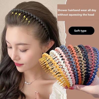 Bandeau Vague Couleur Unie pour fille femme été Lave-Visage Sport Bandeau Cheveux Bandeaux Antidérapants Bandes Cheveux pour Femmes accessoires