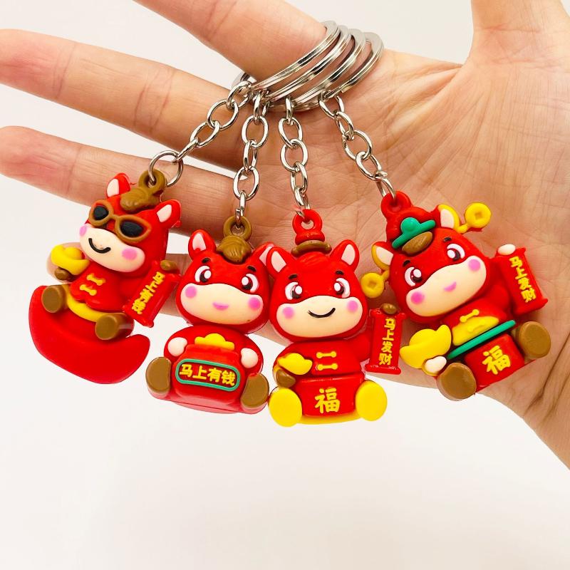 Süßer Schlüsselanhänger 2026 Jahr des Pferdes Tierkreis Pony Anhänger Paar Rucksack Schmuck Neujahr Erfolg Ankunft Modisches Accessoire