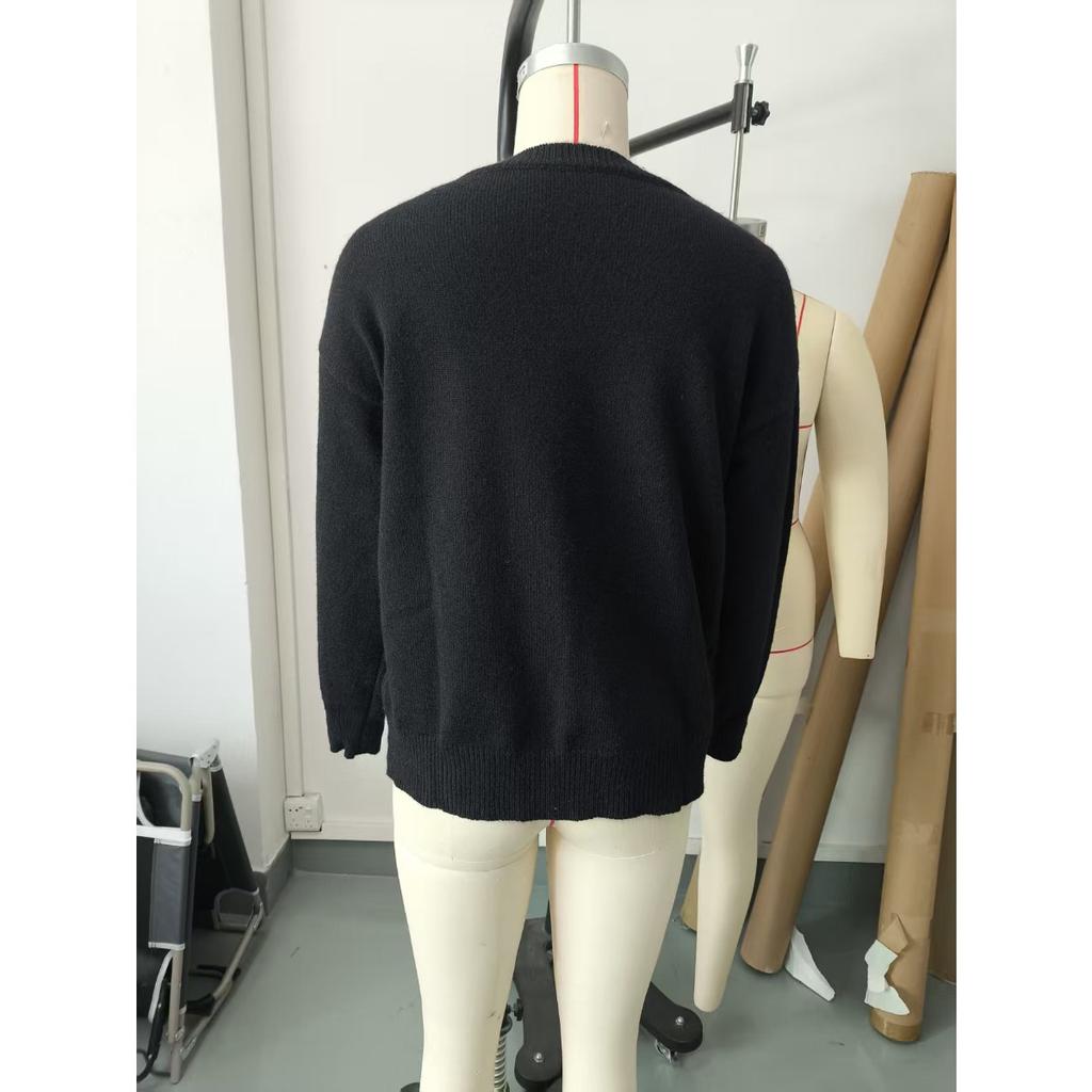 Women's Loose Retro Fashion Soft Solid Color Small Round Neck Short Sweater for Women