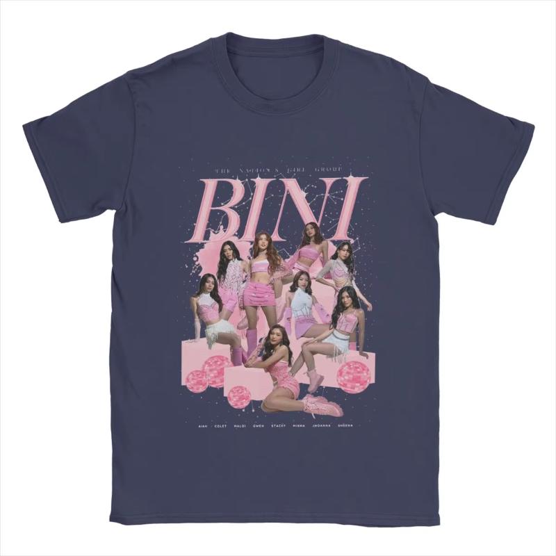 Novelty BINI Pink TShirt for Unisex Round Collar Pure Cotton T Shirts Short Sleeve Tee Shirt New Arrival Tops