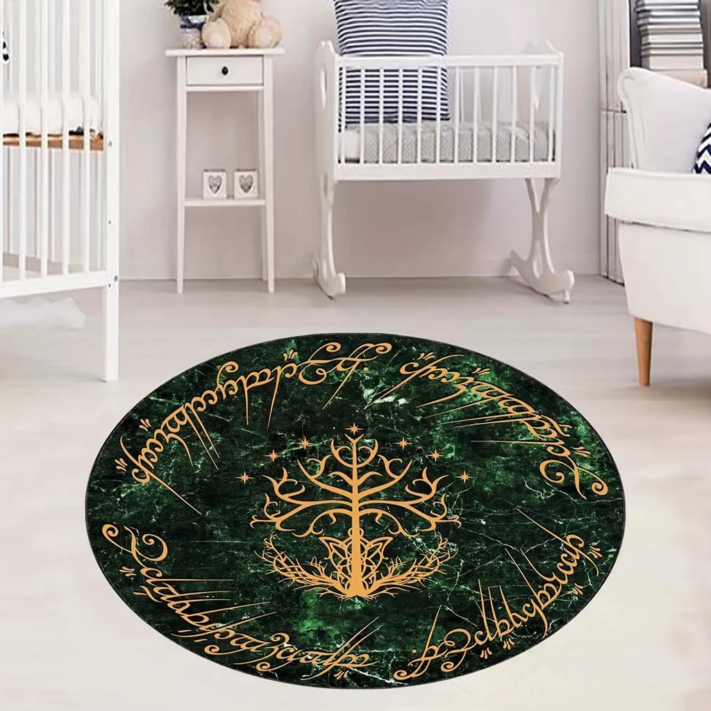 1pc, Lord Of The Rings Pattern Soft, Non Slip, And Dirt Resistant Floor Mat for Living Room And Kitchen Supplies