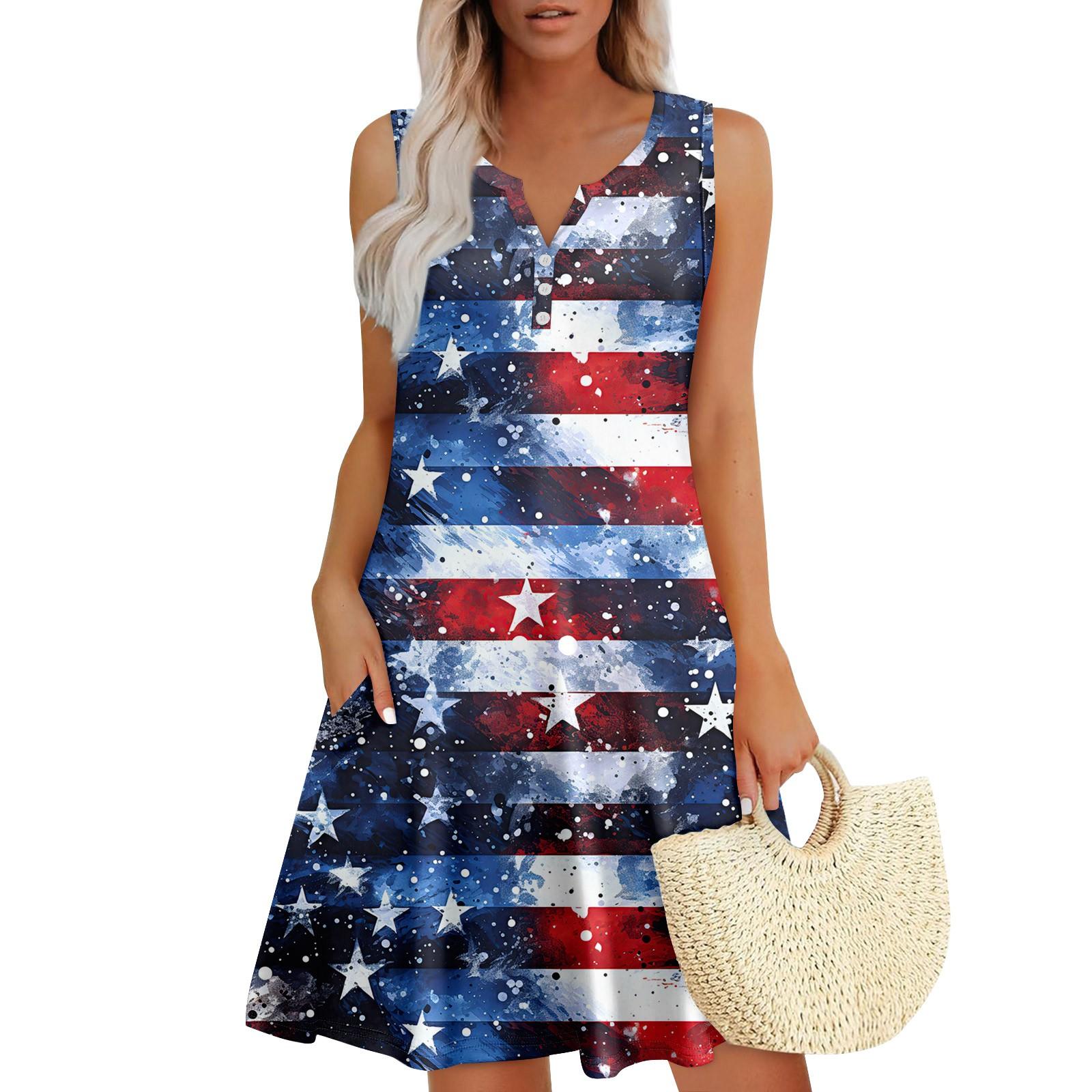 

Жіночі літні сукні з V-подібним вирізом без рукавів Сарафани Сукня з кишенями S червоний