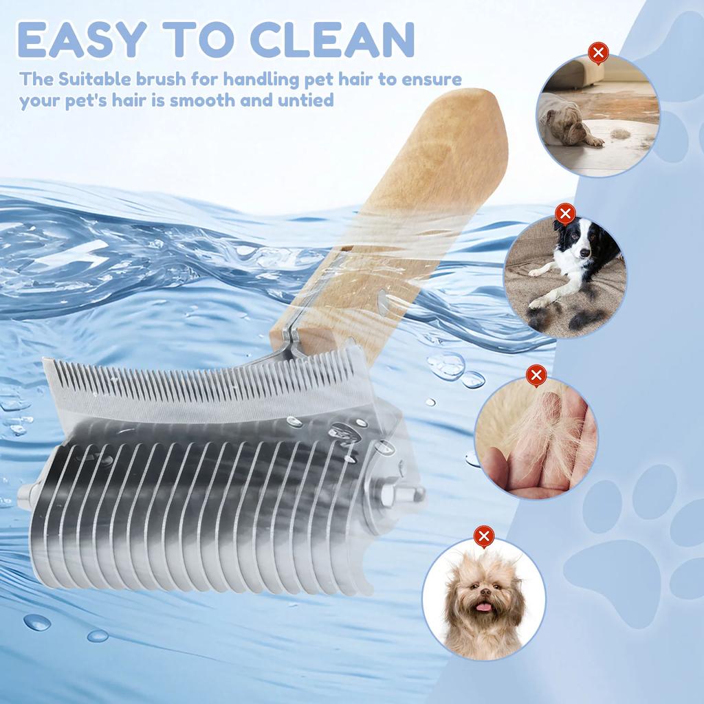 3 in 1 Pet Detangler Brush Efficient Dogs Cats Deshedding Brush Multifunction Pet Grooming Shedding Tool Undercoat Shedding Rake