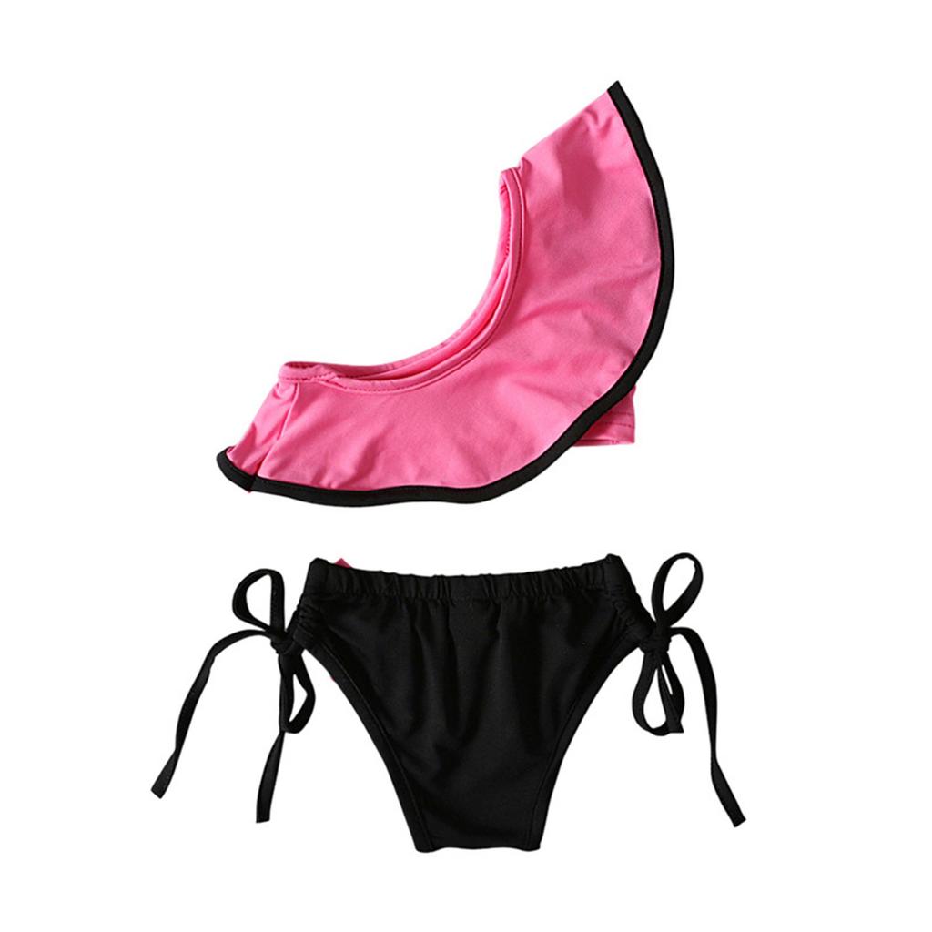 Dětské letní malé plavky s volánky a krátkými rukávky, trojúhelníkové šortky s odhalenými rameny, dvoudílné plavky