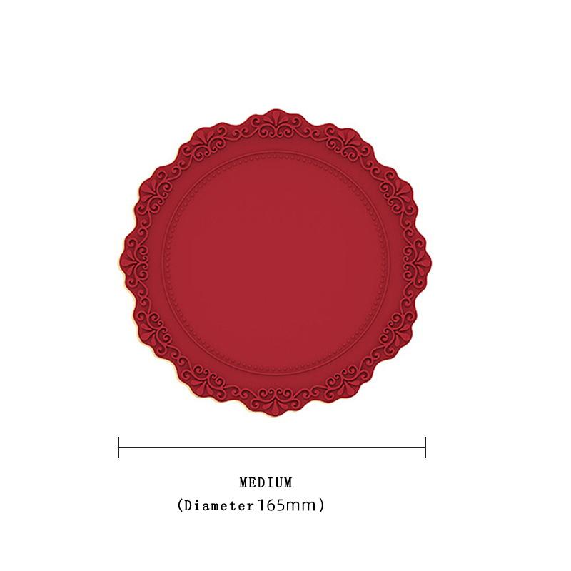 European Lace Silicone Table Mat Retro Embossed Heat Insulation Thickened Round Anti-Skidding Pad Kitchen Waterproof Placemat