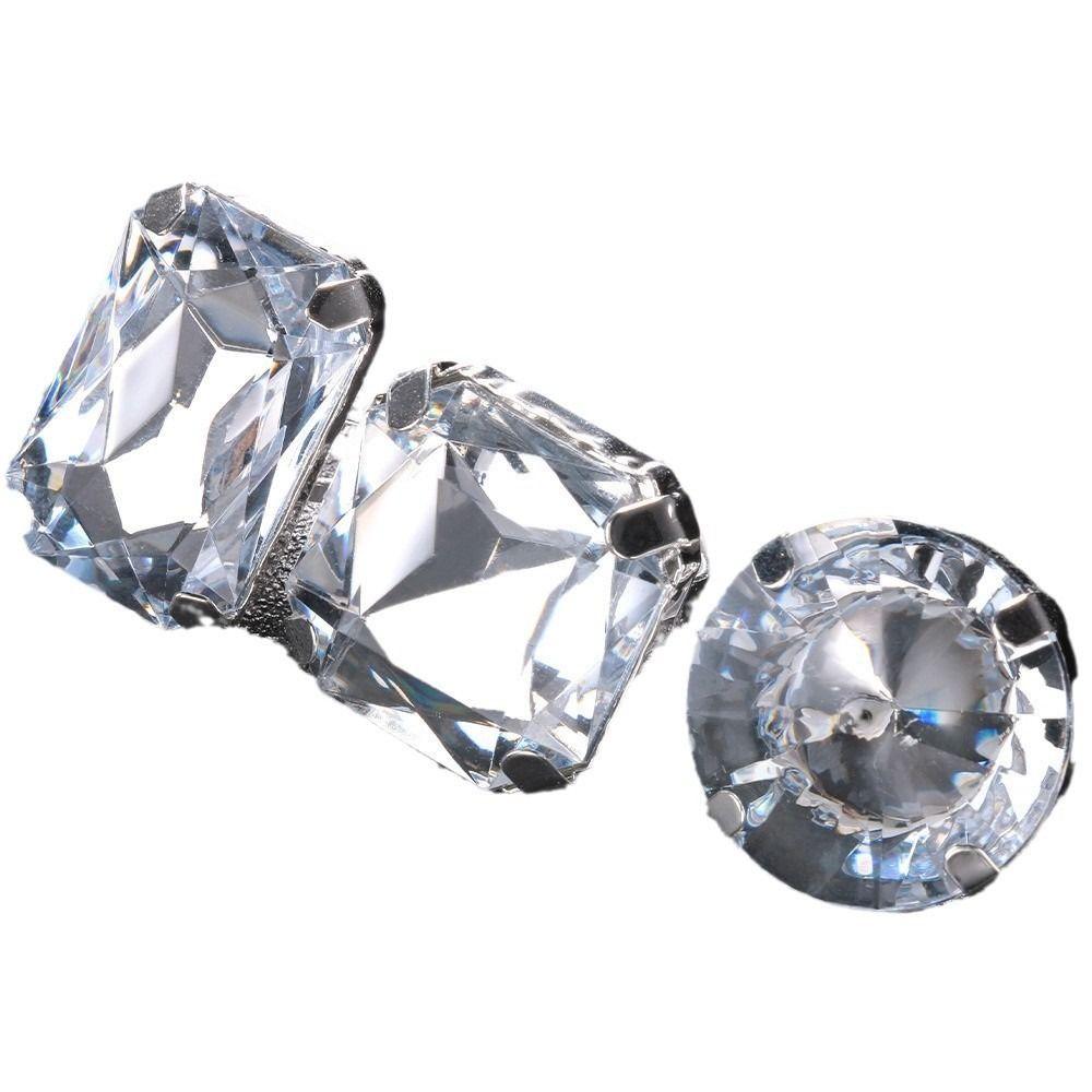 7PCS Rhinestone Crystal Square Rhinestone Ring Large Size Large Crystal Ring