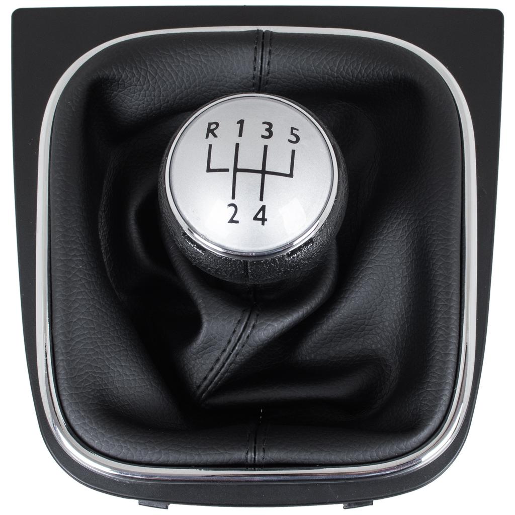 VW Golf V 03-08 SILVER + BLACK Gear Shift Knob with CHROME Frame 5 SPEED