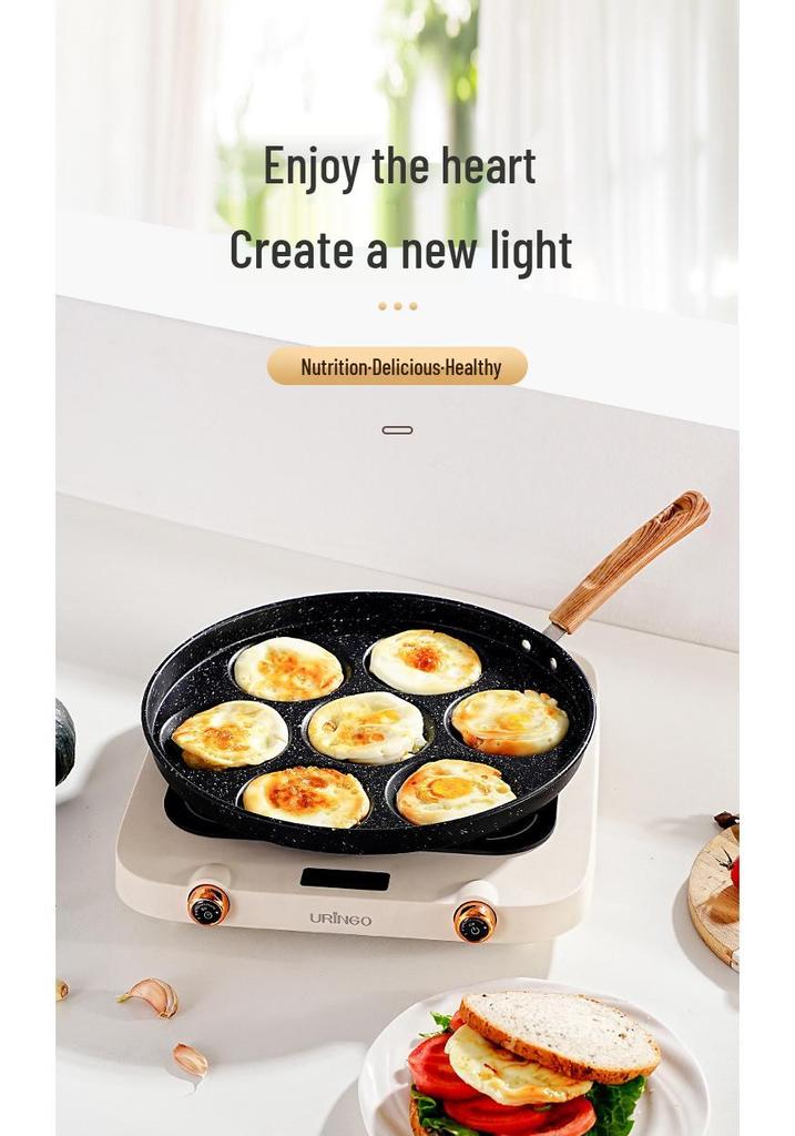 Seven-hole Non-stick Maifan Stone Frying Pan for Eggs and Pancakes.