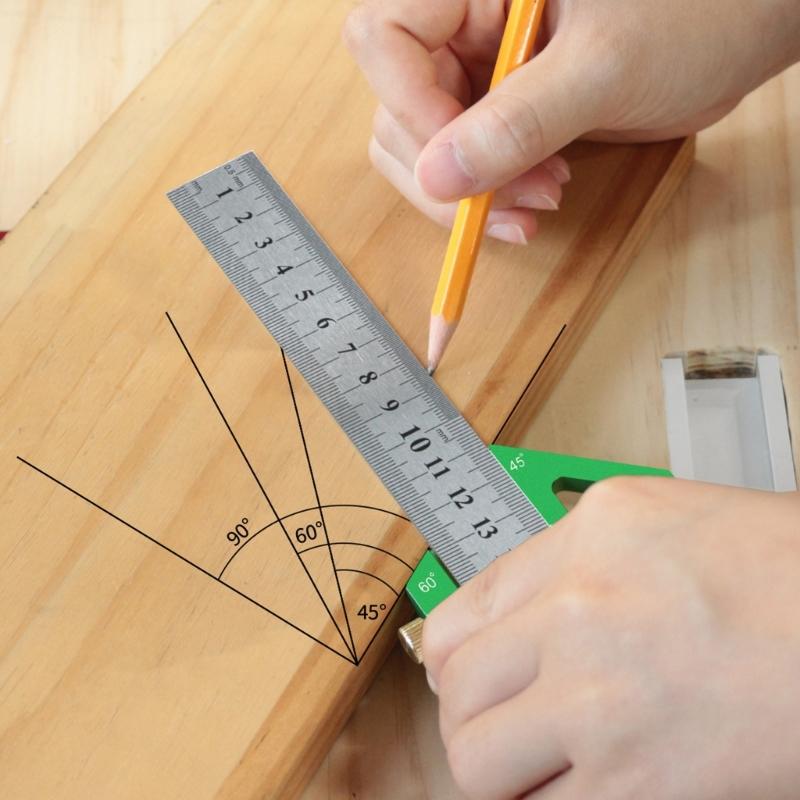 Carpentry Woodworking Ruler Aluminum Positioning Block Center Finder 45/60/90 Degree Angles Scriber Line Marking Gauge