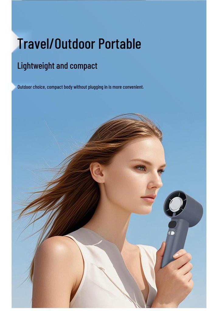 High-Speed USB Rechargeable Portable Mini Handheld Fan with 100-Speed Turbine Power for Strong Wind