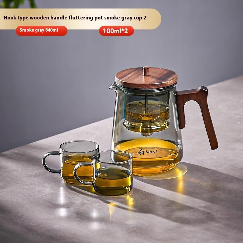 GIANXI Chinese Kung Fu Lift-style Tea Pot Flowing Cup 840ML Glass Teapot Home Personal Tea Separation One Click Filter Tea Set