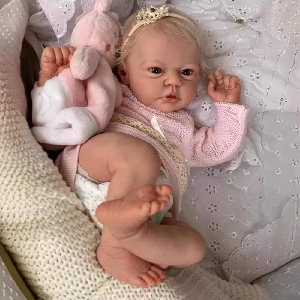 Realistická 18palcová reborn panenka Dvojčata Evi Soft Touch Bavlněné tělíčko Bebes Novorozená panenka Batole Ručně vyrobený implantát Vlasy Realistické hračky pro panenky pro děti