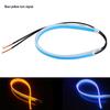 Ultra-Thin Daytime Running Light & Flowing Turn Signal Strip - Soft Silicone, White & Yellow Light with Scanning Start Style