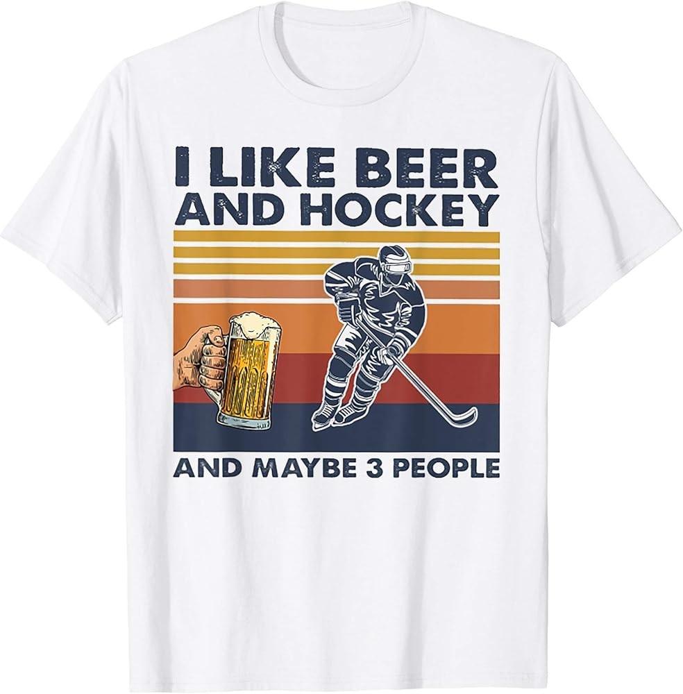 I Like Beer And Hockey And Maybe 3 People Retro Vintage T-Shirt Unisex T-Shirt XXXXL