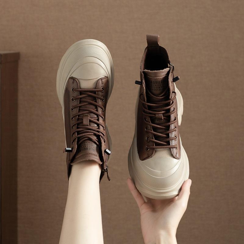 New Thick-soled Women's Boots, Round-toed Fashionable Ankle Boots, Versatile Casual Women's Shoes