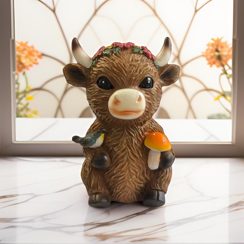 

Highland Cattle Home Furnishings Outdoor Dining Table Ornament for The Family Entrance Hall B