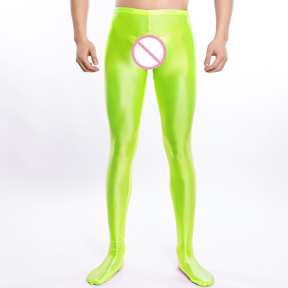 Herrenöl Glänzend Glatt Ganzkörperstrumpf Schrittloser Strumpfhose Leggings Strümpfe Elastischer Unterteil Hosen Nachtwäsche Club Sex Kleidung Verführen