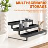 3 Tier Expandable Kitchen Storage Rack Carbon Steel Spice Bottle Rack With Fence Telescopic Seasoning Jar Organizer for Home