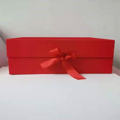 Pure Color Gift Box Flip Cover Ribbon Decoration Cardboard Folding Box One-Piece Design Foldable Magnetic Closure Box Birthday