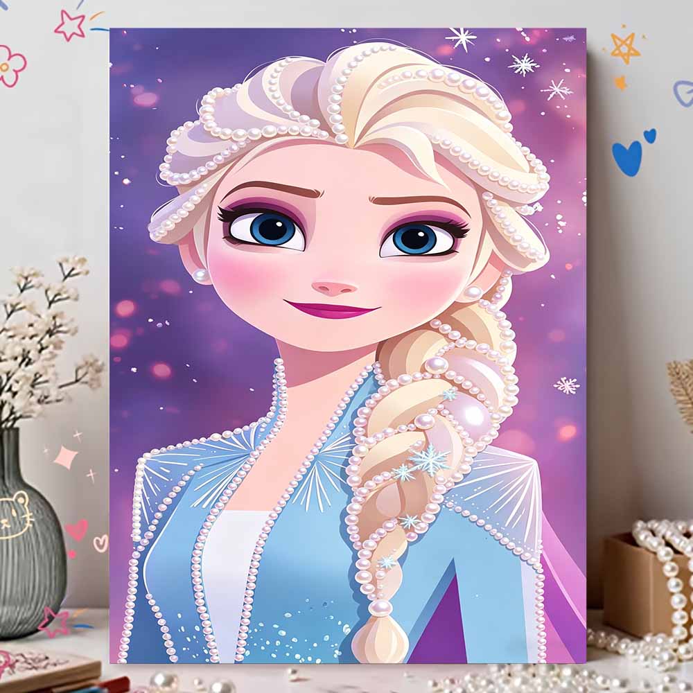 Disney DIY Pearl Art Painting Frozen Elsa Blue Pearl Dress Home Wall Decoration Pearl Gem Painting Pictures Crafts Home Decoration