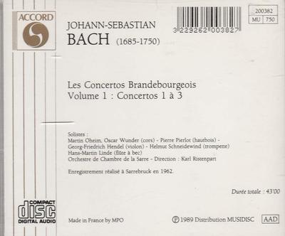 CD BACH, JOHANN SEBASTIAN BACH - Brandenburgische Konzerte Vol.1  200382 Frankreich Klassisch Gebraucht