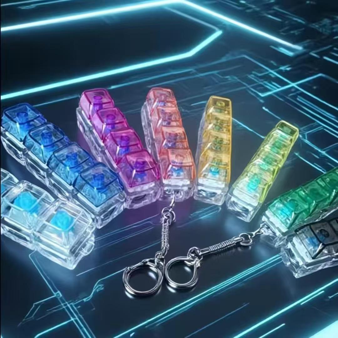 

Popular 4-Key Russian Strip Decompression Toy Bag Pendant Keychain with light чорний