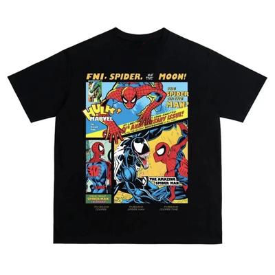 Echtes Amerikanisches Neue Serie Spider-Man Bedrucktes Herren- und Damen-Gleiches T-Shirt Kurzarm OberteilJacke