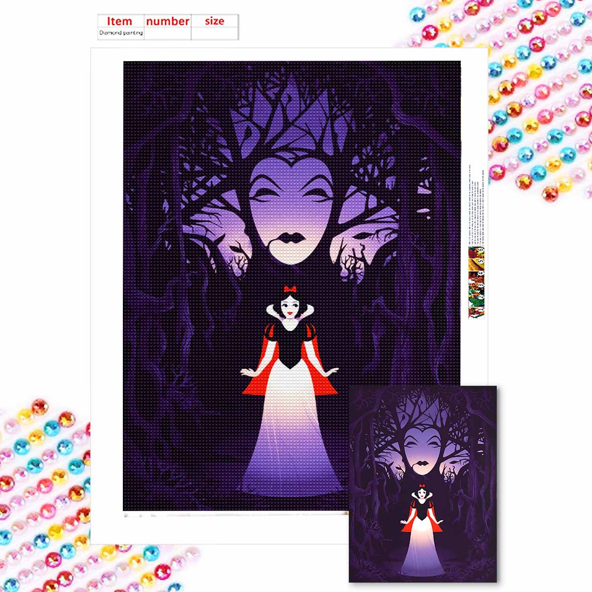 

Full Round Diamond Painting The Vicious Queen and Princess Art Rhinestone Picture Mosaic DIY 5D Cross Stitch Embroidery Home Decoration Round 20x30cm