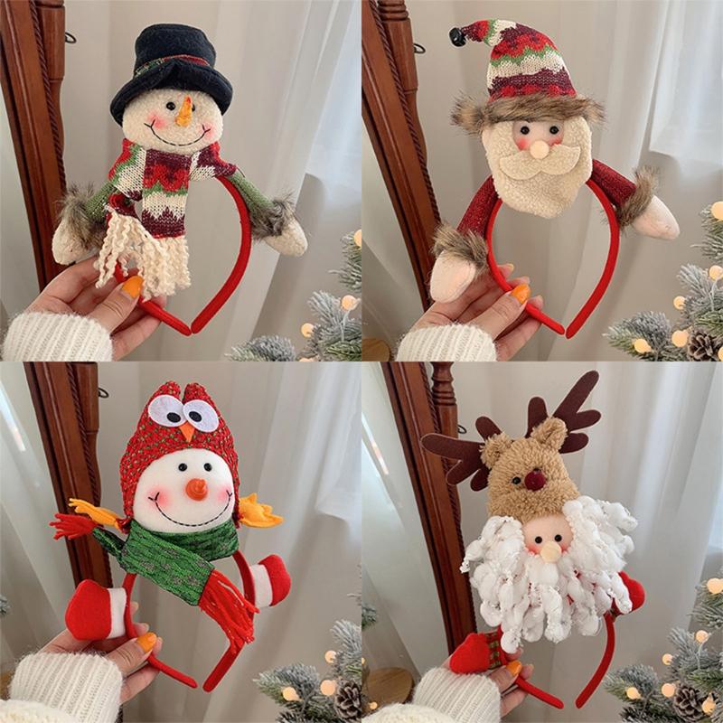Xmas Santa Claus Hair Hoop Gingerbread Man Headband Snowman Hairband Holiday Party Headbands Christmas Photo Props