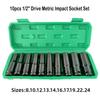 11pcs 1/1 Drive Metric Impact Socket Set Heavy Duty Universal Deep Wrench for Auto Mechanical Repair Hand Tools