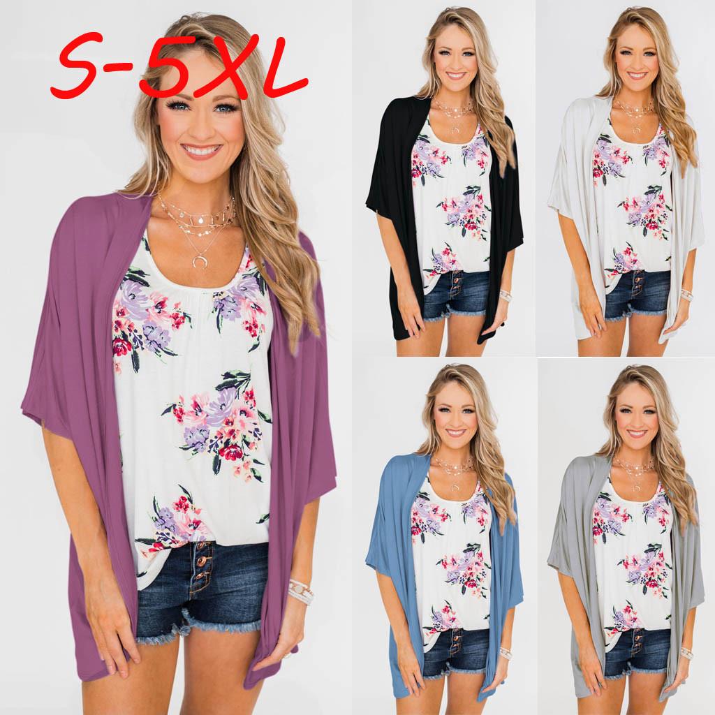 

Модное женское повседневное шаль-кимоно с половиной рукавом, кардиган, однотонное пальто