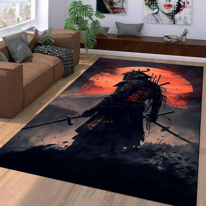Samurai Spirits Large Carpet for Living Room Creative Retro Oriental Doormat Carpet Bedroom Home Decor Non-slip Floor Play Mat