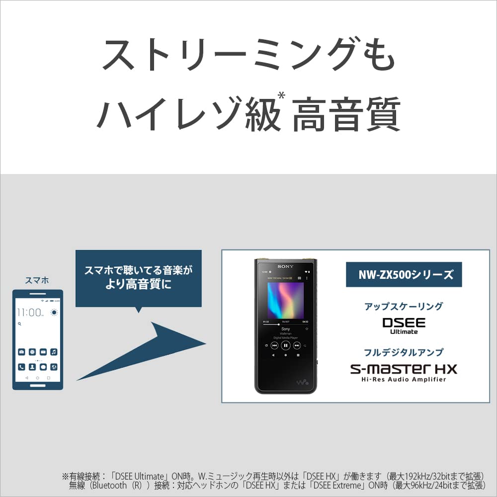 Sony Walkman 64GB ZX Series Audio MP3 MicroSD Touch Up to 20 Hours of Continuous 360 Reality Audio SM NW-ZX507 High-Resolution Compatible, Player,