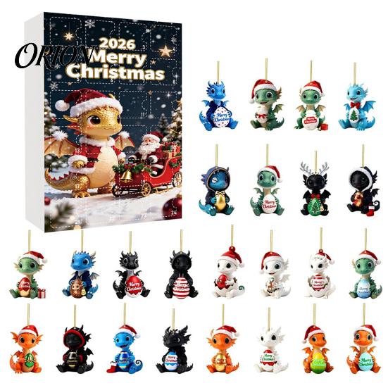 Christmas Tree Hanging Ornaments 2026 Dragon Advent Calendar, 24 Days Funny Baby Figures Countdown Acrylic Decorations 2D Cartoon for Xmas Tree, Home