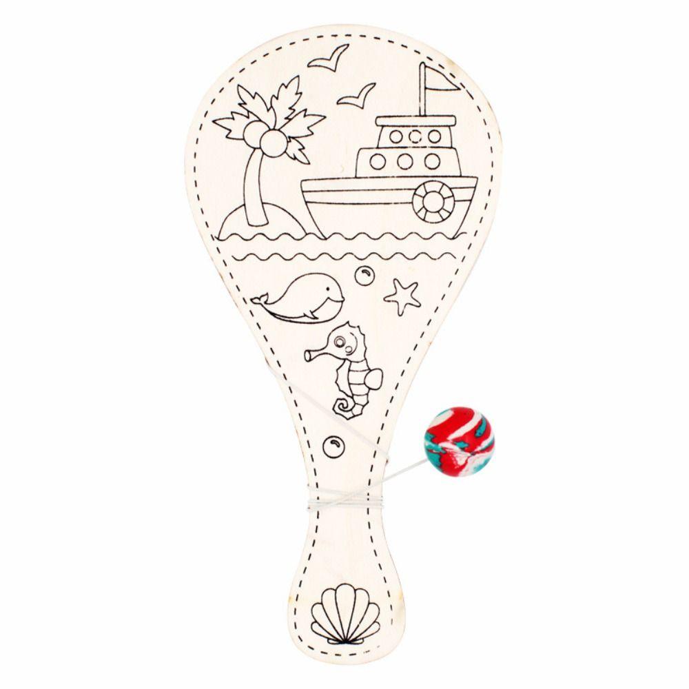 With String DIY Paddle Ball with String Blank Racket Wooden Racket  Educational