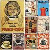 Metal Tin Signs Italian Coffee Wall Decoration Plaque Vintage Art Poster Iron Painting for Man Cave Home Cafe Garden Club Bar