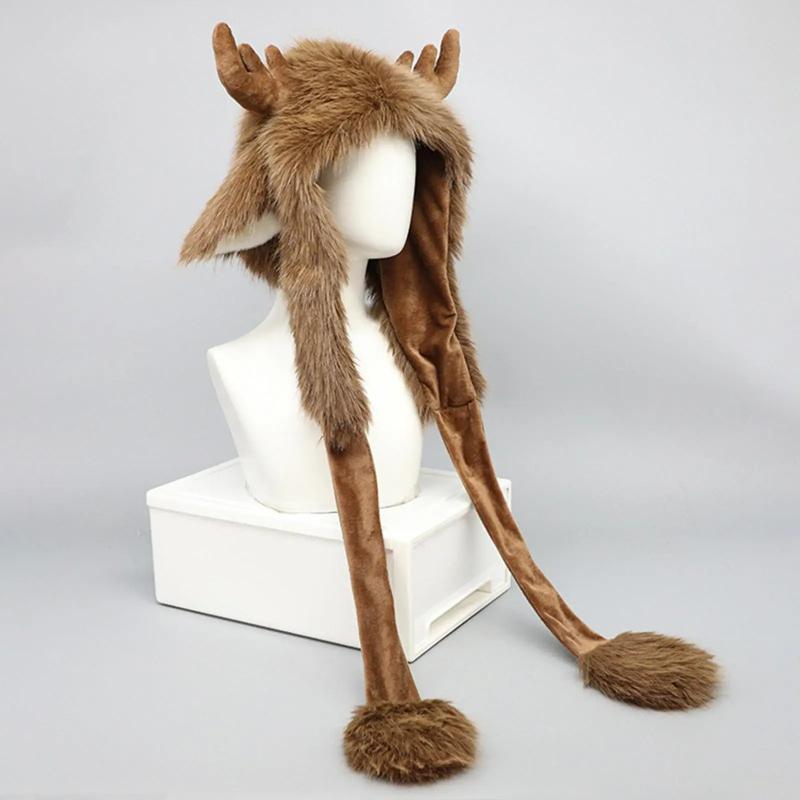 Soft Plush Hat Lightweight Warm Winter Hat Windproof Novelty Antler Ears Hat