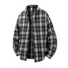 Men's Brown Plaid Flannel Shirt Oversized Long Sleeve Button Down Shirt Jacket