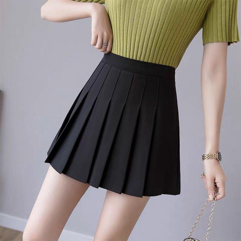 Women's High Waist Solid Color Pleated A-Line Short Skirt for Spring and Autumn 2025