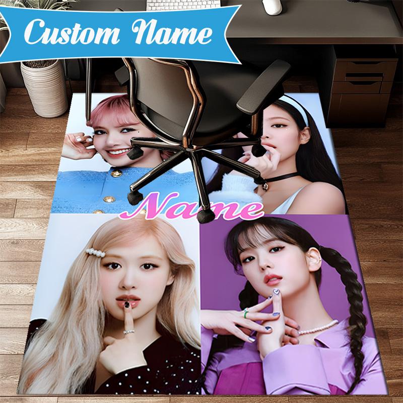 Custom Name Kpop Group Fashion Rug for Living Room, Game Rooms, Office, Bedroom, Floor Mat Playful Design, fan gifts Christmas decor