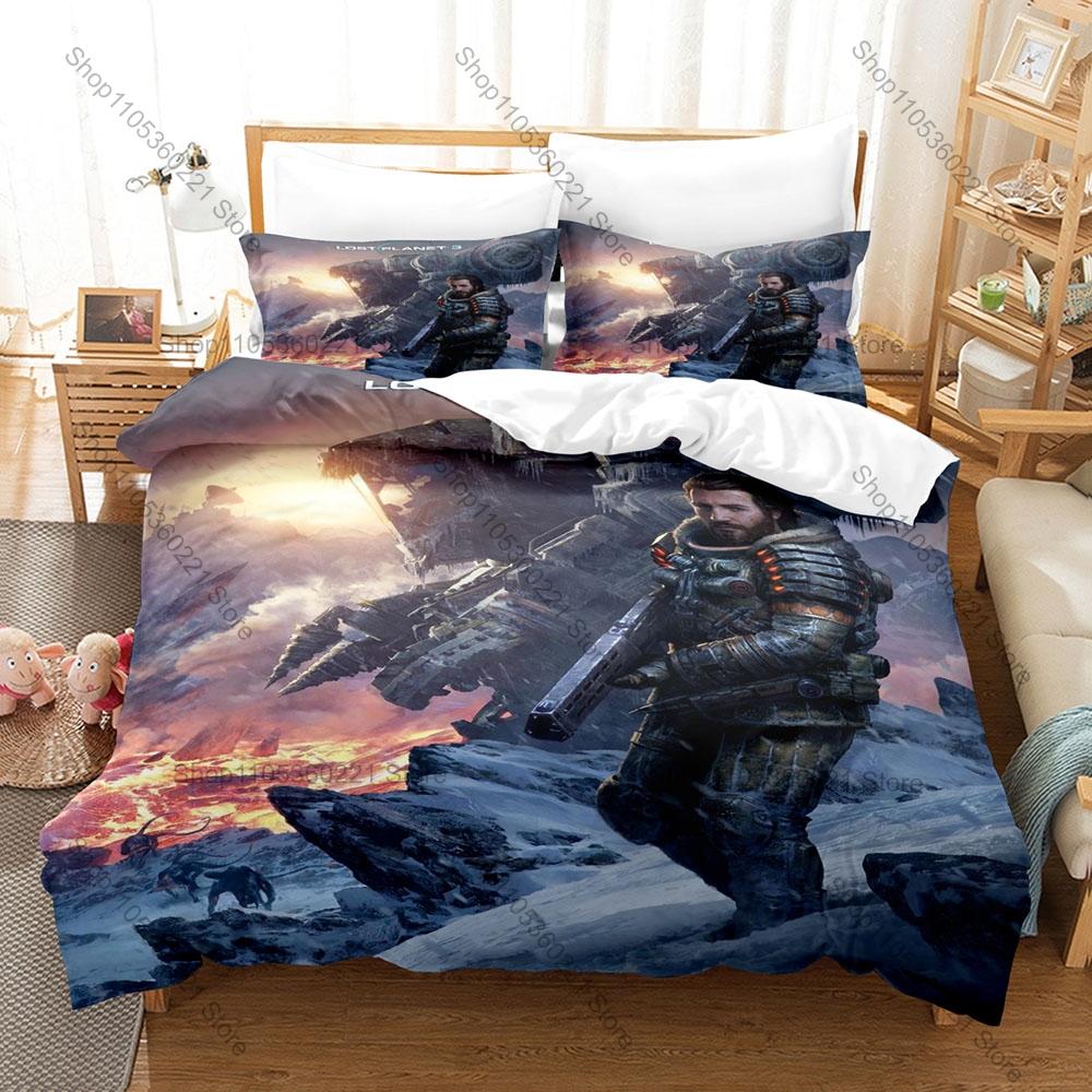 Capcom Sci-Fi Shooter Lost Planet Extreme Condition Akrid Frozen Planet Bedding Set 1 Duvet Cover + 2 Pillowcases HD Print Gamer