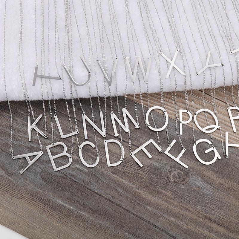 Kalen Clavicle Necklace: 26 English Letter Titanium Steel Necklace for Women - Simple and Elegant Design