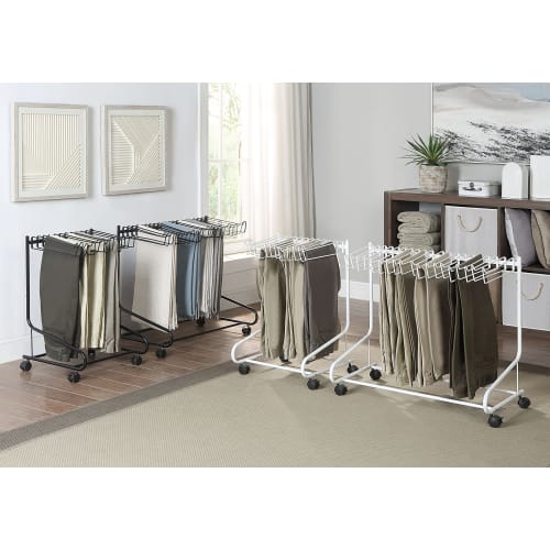 Sunny Point Trouser Hanger Rack with Casters for Clothing Storage and Closets (20 Pieces, Black)